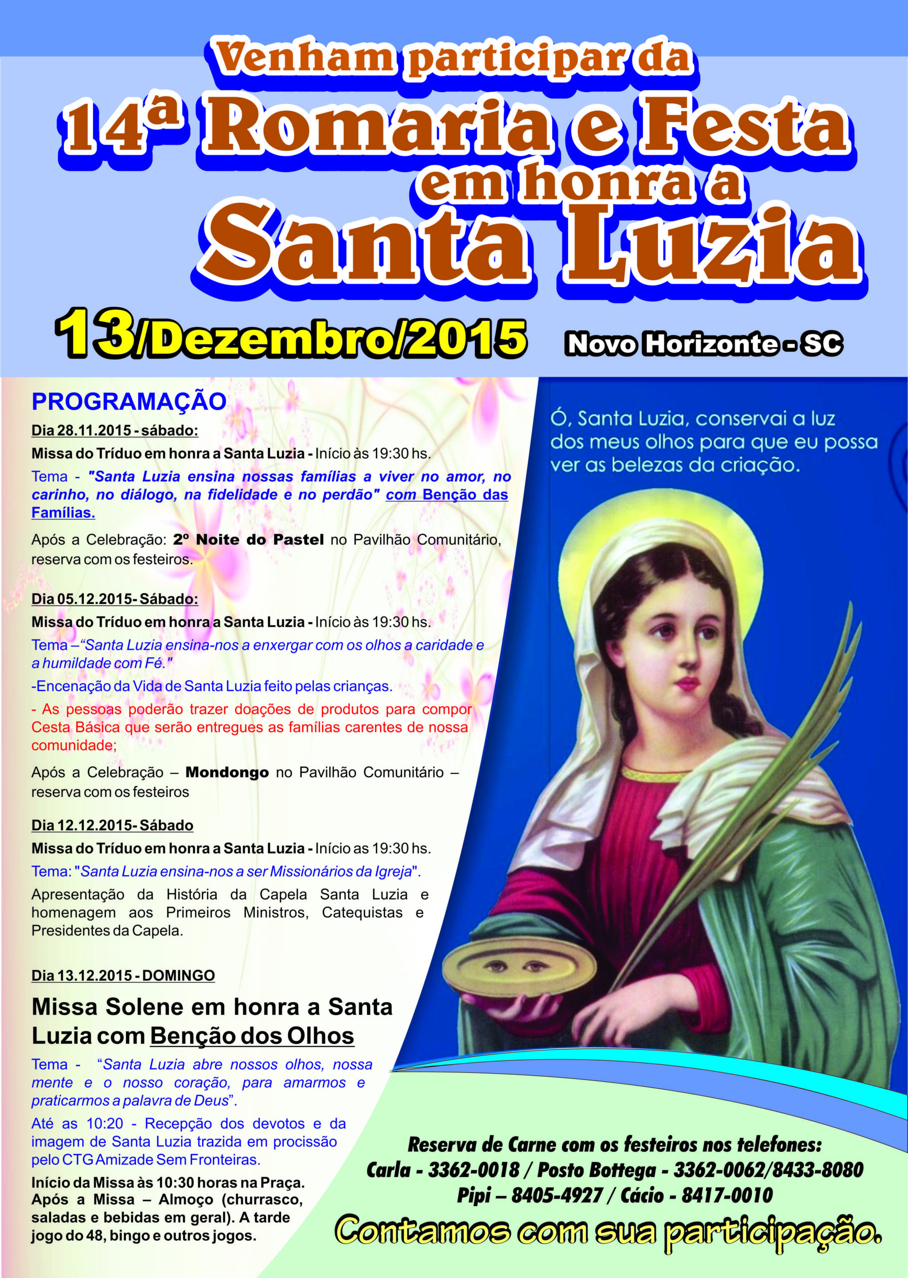 You are currently viewing Romaria e Festa em Honra a Santa Luzia