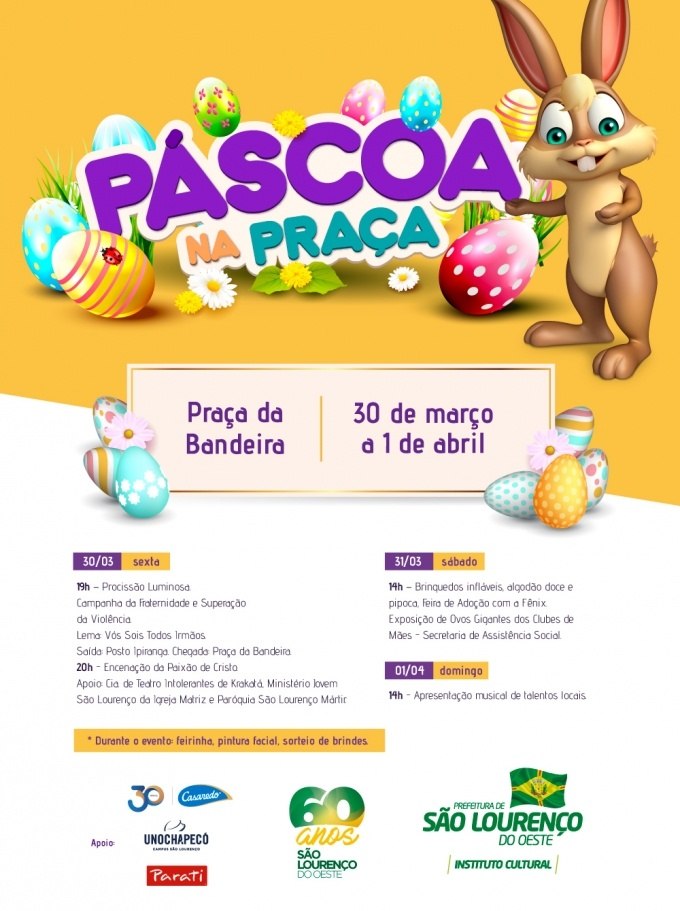 You are currently viewing Páscoa na Praça em São Lourenço do Oeste terá decoração e programação especiais
