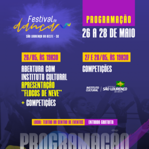 Read more about the article Mais de 400 bailarinos participam do Festival de Dança em São Lourenço do Oeste; evento começa na sexta-feira