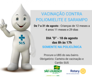 Read more about the article Vacinação contra pólio e sarampo começa terça-feira em São Lourenço do Oeste