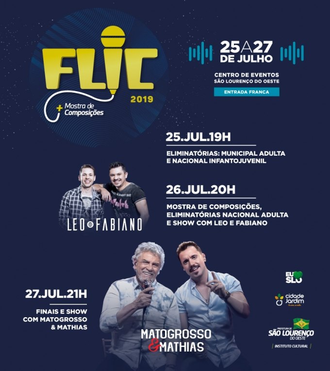 You are currently viewing 47º Flic terá show de Matogrosso e Mathias; festival recebeu 250 inscrições