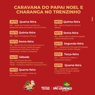 Read more about the article Caravana do Papai Noel e Charanga no Trenzinho nos bairros começam nesta quarta-feira