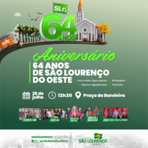 Read more about the article Aniversário de 64 anos de São Lourenço do Oeste terá mateada na praça da Bandeira
