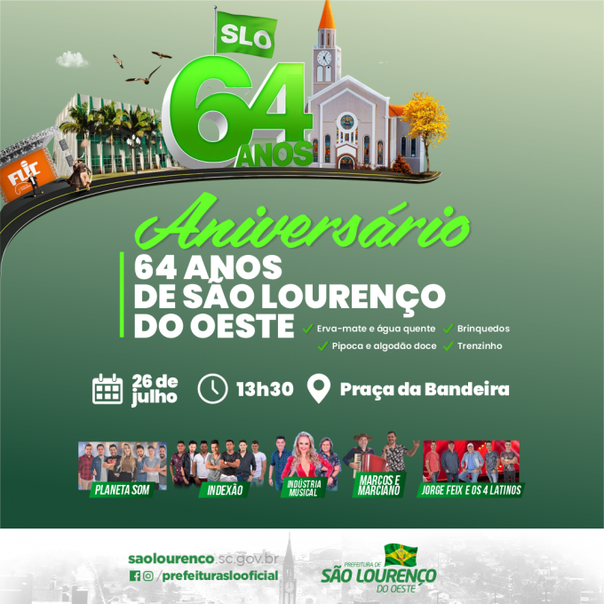 You are currently viewing Aniversário de 64 anos de São Lourenço do Oeste terá mateada na praça da Bandeira