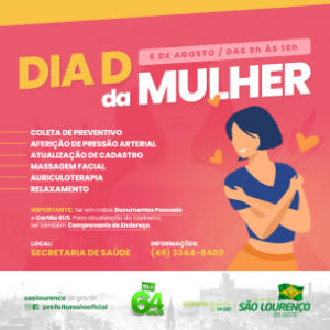 Read more about the article Secretaria de Saúde fará Dia D voltado à prevenção da mulher