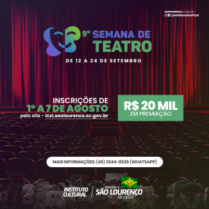 You are currently viewing Inscrições para a 9ª Semana de Teatro abrem na próxima semana