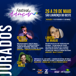 You are currently viewing Festival de Dança de São Lourenço do Oeste terá jurados de renome internacional