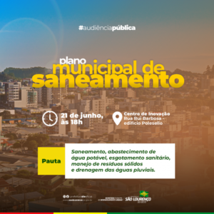 Read more about the article Revisão do Plano Municipal de Saneamento Básico será tema de audiência pública