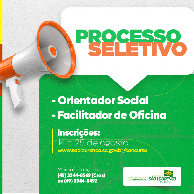 You are currently viewing Secretaria de Assistência Social fará processo seletivo para orientador social e facilitador de oficina