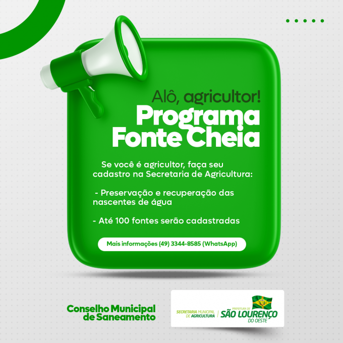 Read more about the article Secretaria de Agricultura inicia cadastro para Programa Fonte Cheia; saiba como participar