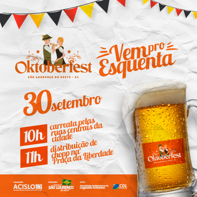 You are currently viewing Contagem regressiva para a 2ª Oktoberfest São Lourenço do Oeste; sábado tem ‘esquenta’ na praça da Liberdade
