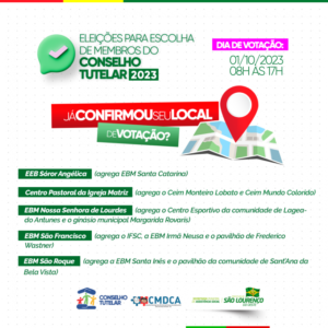 Read more about the article Eleição do Conselho Tutelar em São Lourenço do Oeste é domingo; veja onde votar