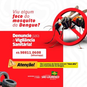 Read more about the article Prefeitura de São Lourenço do Oeste alerta para casos de dengue e pede ajuda da população