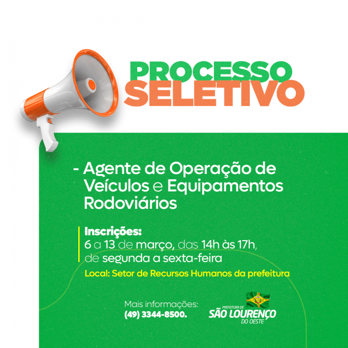 You are currently viewing Prefeitura terá processo seletivo para Agente de Operação de Veículos e Equipamentos Rodoviários