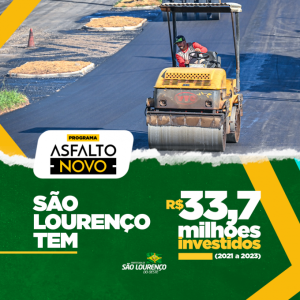 Read more about the article Programa Asfalto Novo: 180 quadras pavimentadas e mais de R$ 33 milhões investidos