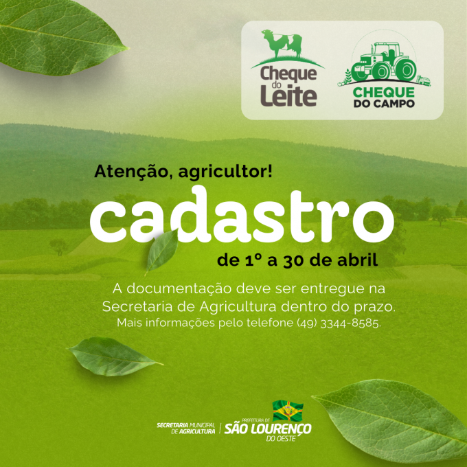 Read more about the article Cheque do Leite e Cheque do Campo: cadastro inicia na próxima semana