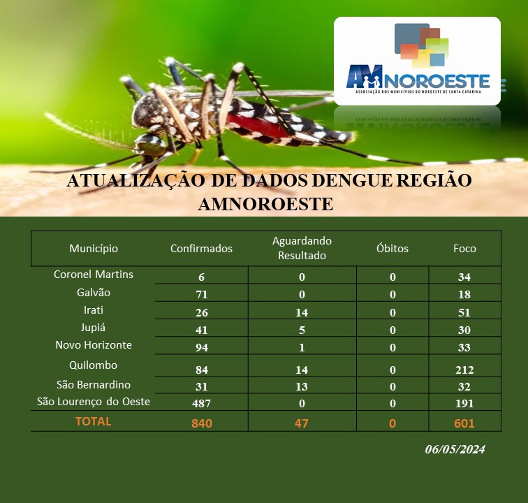 Read more about the article Boletim Dengue 2024!🦟06/05/2024