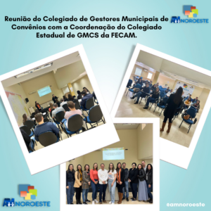 Read more about the article Na tarde do dia, 18 (dezoito) de julho a Associação de Municípios do Noroeste de Santa Catarina – AMNOROESTE, reuniram-se de modo presencial para a reunião do Colegiado de Gestores Municipais de Convênios com a Coordenação do Colegiado Estadual da FECAM.