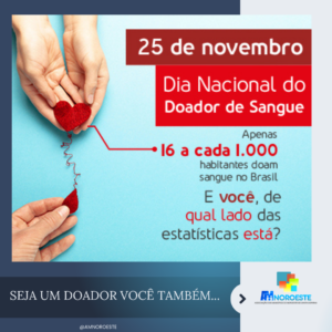 Read more about the article Hoje, no Dia Nacional do Doador de Sangue, Ser doador é ser um herói anônimo que espalha esperança e amor ao próximo. Neste Dia Nacional do Doador de Sangue, celebramos a generosidade e a coragem de quem escolhe salvar vidas. Compartilhe essa ideia e faça parte dessa corrente do bem!