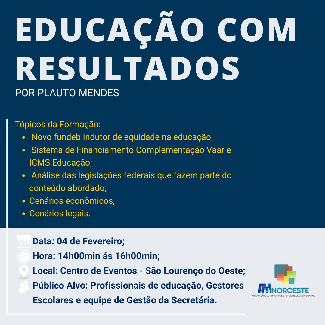 Read more about the article FORMAÇÃO: EDUCAÇÃO COM RESULTADOS